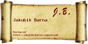 Jakubik Barna névjegykártya